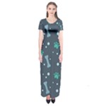 Bons Foot Prints Pattern Background Short Sleeve Maxi Dress