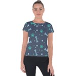 Bons Foot Prints Pattern Background Short Sleeve Sports Top 