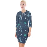 Bons Foot Prints Pattern Background Quarter Sleeve Hood Bodycon Dress