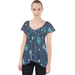Bons Foot Prints Pattern Background Lace Front Dolly Top