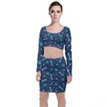 Bons Foot Prints Pattern Background Top and Skirt Sets
