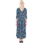 Bons Foot Prints Pattern Background Quarter Sleeve Wrap Maxi Dress
