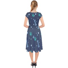 Cap Sleeve Front Wrap Midi Dress 
