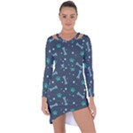 Bons Foot Prints Pattern Background Asymmetric Cut-Out Shift Dress