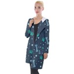 Bons Foot Prints Pattern Background Hooded Pocket Cardigan