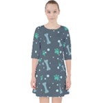 Bons Foot Prints Pattern Background Quarter Sleeve Pocket Dress