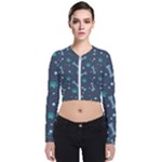 Bons Foot Prints Pattern Background Long Sleeve Zip Up Bomber Jacket