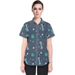 Bons Foot Prints Pattern Background Women s Short Sleeve Shirt