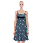 Bons Foot Prints Pattern Background Spaghetti Strap Velvet Dress
