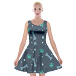 Bons Foot Prints Pattern Background Velvet Skater Dress