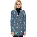 Bons Foot Prints Pattern Background Button Up Hooded Coat 