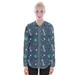 Bons Foot Prints Pattern Background Womens Long Sleeve Shirt