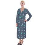 Bons Foot Prints Pattern Background Velvet Maxi Wrap Dress