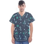 Bons Foot Prints Pattern Background Men s V-Neck Scrub Top