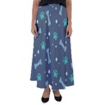 Bons Foot Prints Pattern Background Flared Maxi Skirt