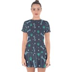 Bons Foot Prints Pattern Background Drop Hem Mini Chiffon Dress