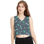 Bons Foot Prints Pattern Background V-Neck Cropped Tank Top