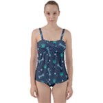 Bons Foot Prints Pattern Background Twist Front Tankini Set