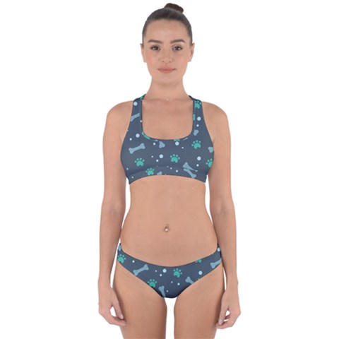 Bons Foot Prints Pattern Background Cross Back Hipster Bikini Set from ArtsNow.com
