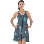 Bons Foot Prints Pattern Background Show Some Back Chiffon Dress