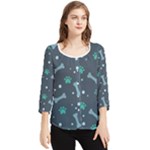Bons Foot Prints Pattern Background Chiffon Quarter Sleeve Blouse
