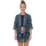Bons Foot Prints Pattern Background Open Front Chiffon Kimono