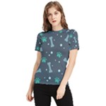 Bons Foot Prints Pattern Background Women s Short Sleeve Rash Guard