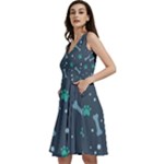 Bons Foot Prints Pattern Background Sleeveless V-Neck Skater Dress with Pockets