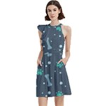 Bons Foot Prints Pattern Background Cocktail Party Halter Sleeveless Dress With Pockets