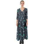 Bons Foot Prints Pattern Background Button Up Boho Maxi Dress