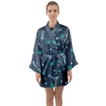 Bons Foot Prints Pattern Background Long Sleeve Satin Kimono