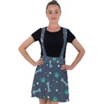 Bons Foot Prints Pattern Background Velvet Suspender Skater Skirt