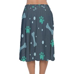 Velvet Flared Midi Skirt 