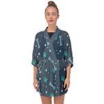 Bons Foot Prints Pattern Background Half Sleeve Chiffon Kimono