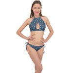 Bons Foot Prints Pattern Background Cross Front Halter Bikini Set