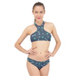 Bons Foot Prints Pattern Background High Neck Bikini Set