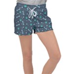 Bons Foot Prints Pattern Background Women s Velour Lounge Shorts