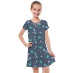 Bons Foot Prints Pattern Background Kids  Cross Web Dress