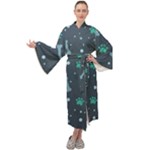 Bons Foot Prints Pattern Background Maxi Velvet Kimono