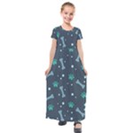 Bons Foot Prints Pattern Background Kids  Short Sleeve Maxi Dress