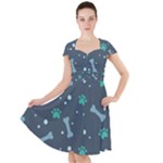 Bons Foot Prints Pattern Background Cap Sleeve Midi Dress