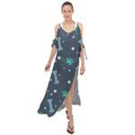 Bons Foot Prints Pattern Background Maxi Chiffon Cover Up Dress