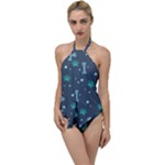 Bons Foot Prints Pattern Background Go with the Flow One Piece Swimsuit