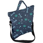 Bons Foot Prints Pattern Background Fold Over Handle Tote Bag