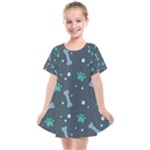 Bons Foot Prints Pattern Background Kids  Smock Dress