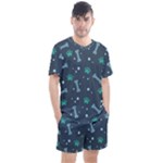 Bons Foot Prints Pattern Background Men s Mesh T-Shirt and Shorts Set
