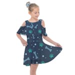 Bons Foot Prints Pattern Background Kids  Shoulder Cutout Chiffon Dress
