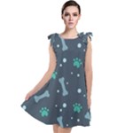 Bons Foot Prints Pattern Background Tie Up Tunic Dress