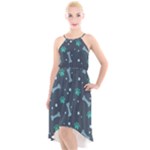 Bons Foot Prints Pattern Background High-Low Halter Chiffon Dress 