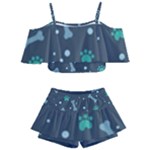 Bons Foot Prints Pattern Background Kids  Off Shoulder Skirt Bikini